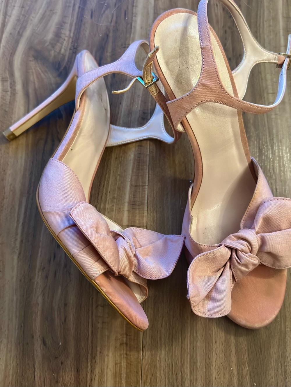 Women’s Pink Bow Ankle-Strap Heeled Sandals - Picture 2 of 5